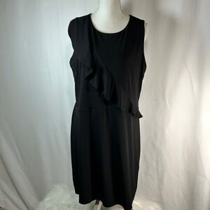 Charter Club Black Sleeveless Ruffle Trim Sheath Dress Women's Size L